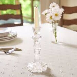 NWT The Pioneer Woman 8” Decorative Clear Glass Taper Candle Holder, Large